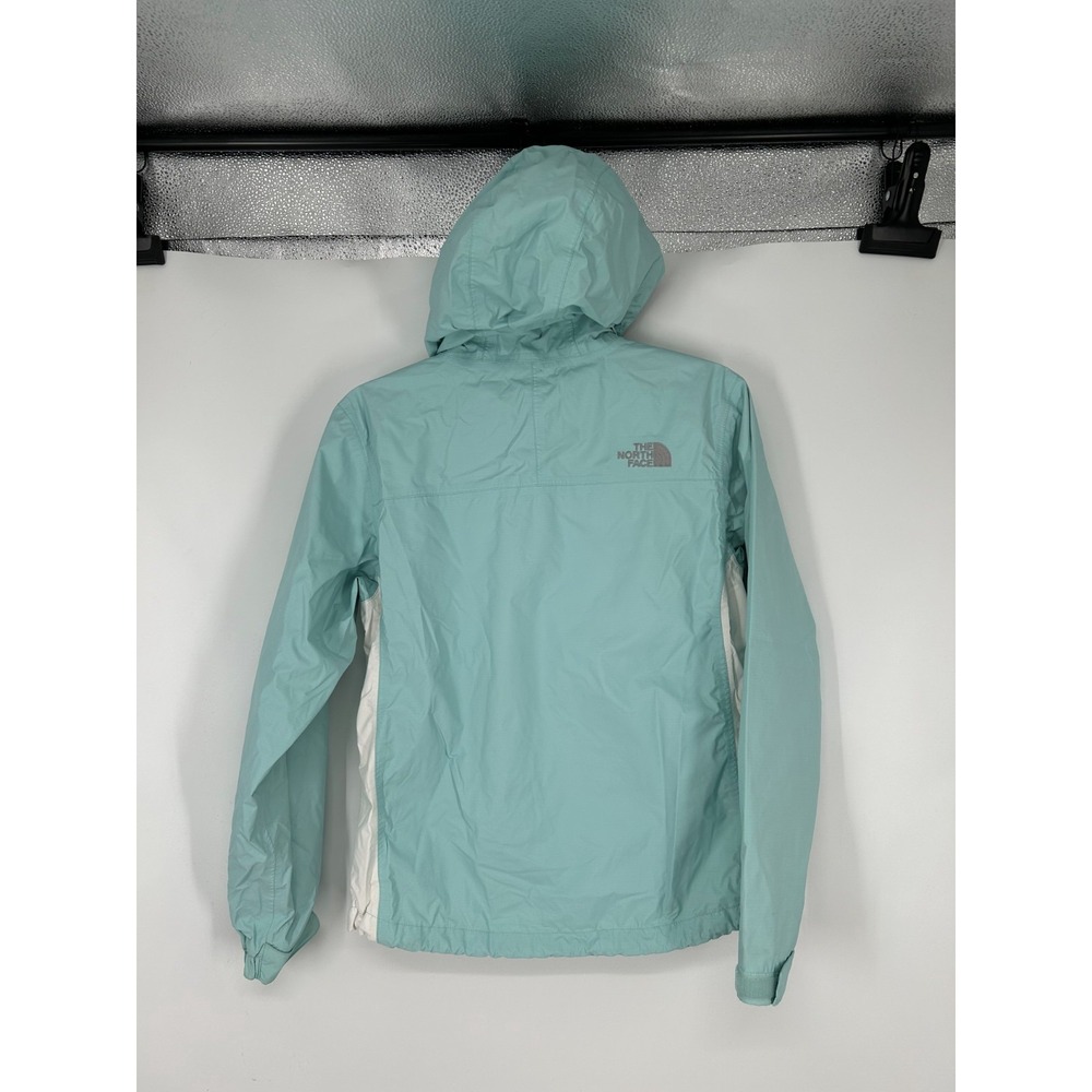 The North Face HyVent Waterproof Rain Jacket Womens XS Teal Hooded Windbreaker - Picture 2 of 8